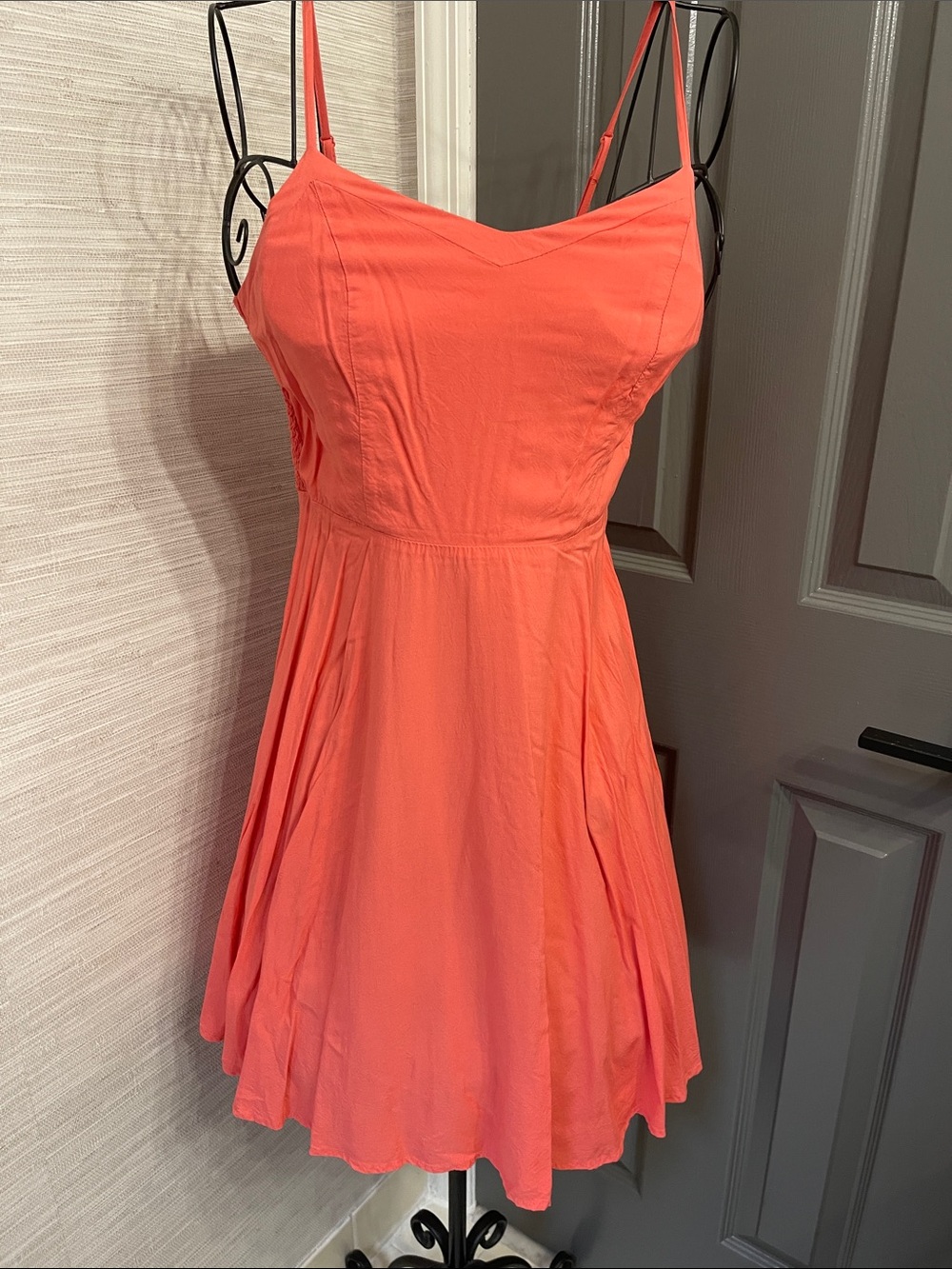 Old Navy Coral Spaghetti-Strap Fit & Flare Mini Dress